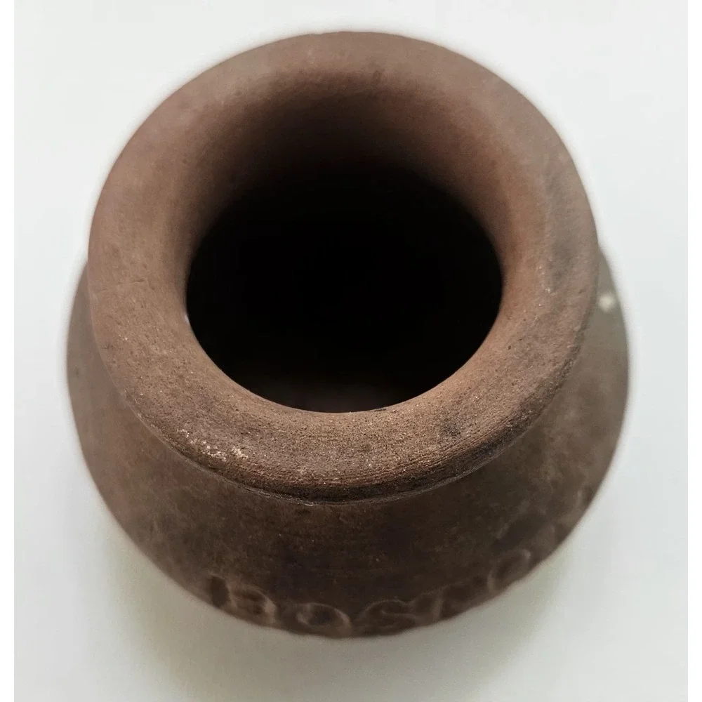 Vintage 1920 BOSTON Baked BEANS  Pottery Redware Miniature  Crock